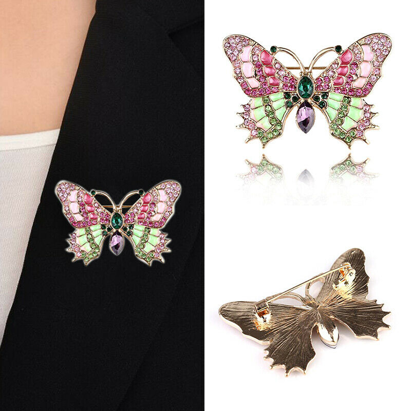 Colorful Enamel Cute Retro Butterfly Rhinestone Crystal Brooch Pin Jewelr.l8