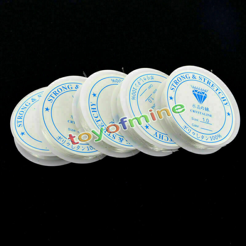 5 x Rolls Clear Elastic Cord Thread String for Necklace Bracelet Bead Making