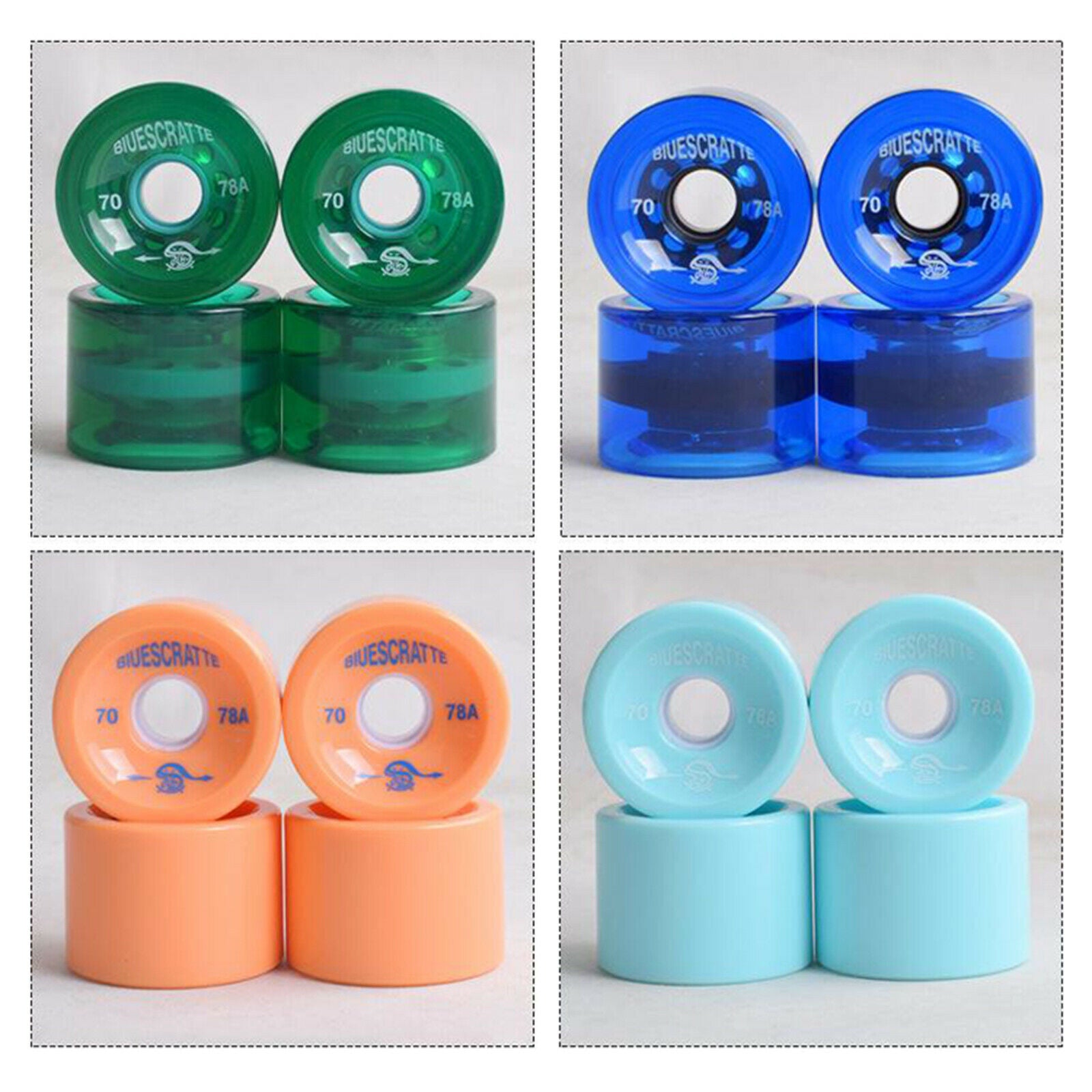 2X 4x 78A Hardness Skateboard Wheels 70X51mm Longboard Roller Parts Green