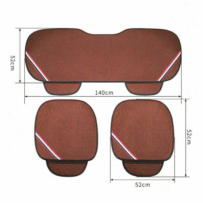 3PCS Full Set Cotton & Linen Car Interior Seat Cover Front Rear Seat Cushion Pad