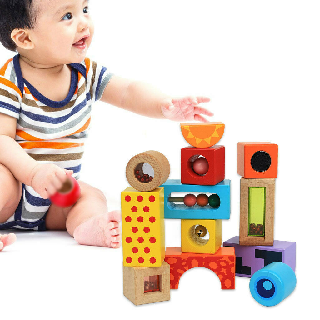 12Pcs Geometric Shape Stack Block Building Blocks for Baby Boys and Girls
