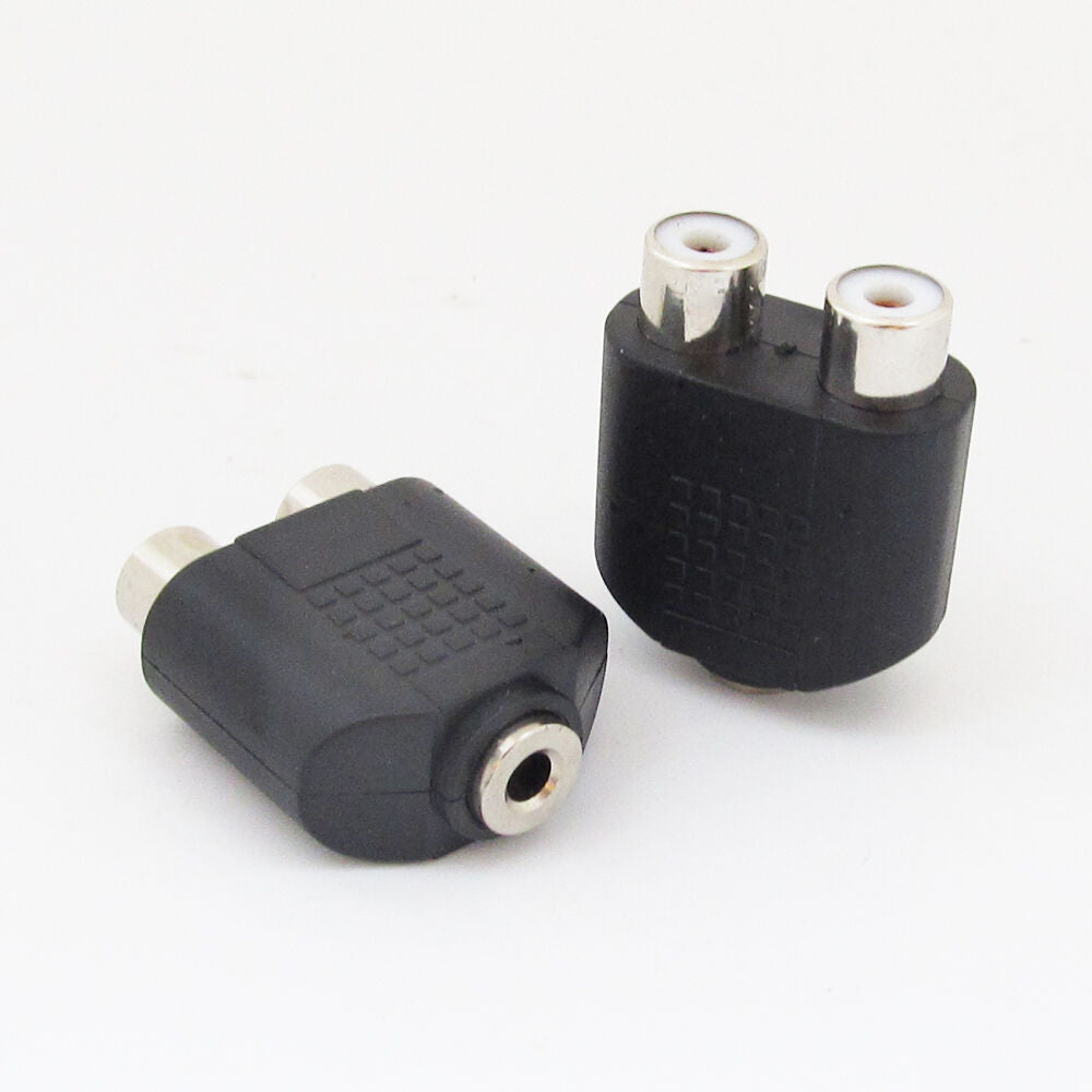 1pc 3.5mm Stereo Female to 2 RCA Jack Female Twin Phono Y Splitter Audio Adapter