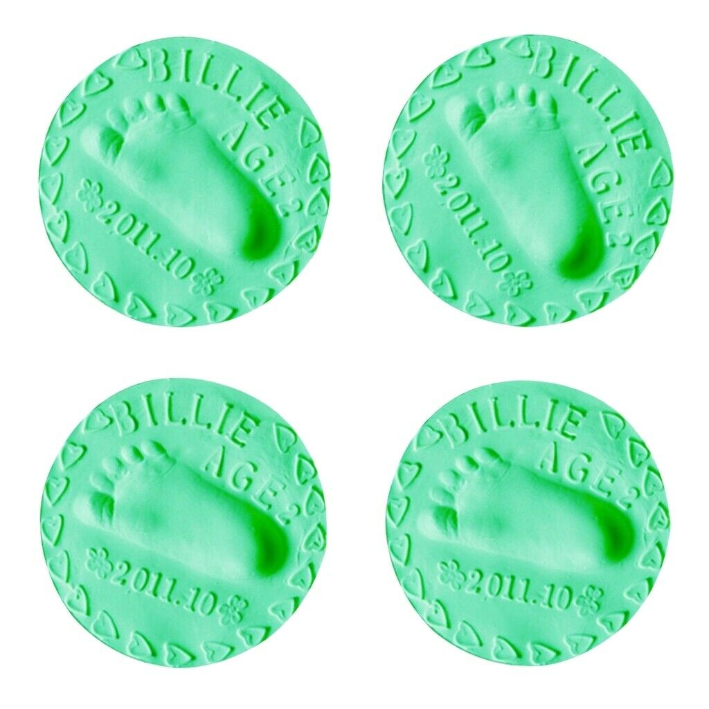 4 Air Drying Clay Baby Handprint Footprint Imprint Casting Fingerprint Green