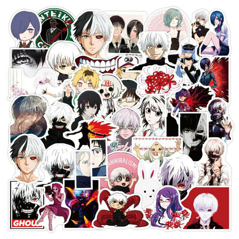 51Pcs Tokyo Ghoul Cartoon Stickers Laptop Scooter Car Trunk Refrigerator .l8