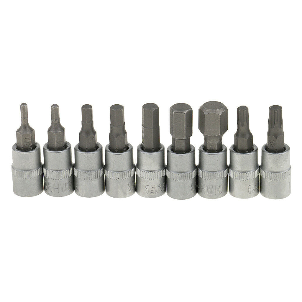 Set of 1 1/4'' Drive Torque Wrench 2-14Nm with 9pcs Bits for Bike Repair