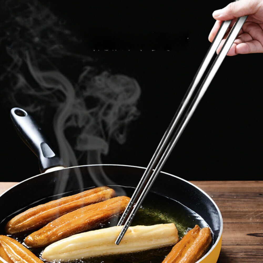 1 Pair Stainless Steel Chopsticks Household Tableware Kitchen Noodle Chopsticks