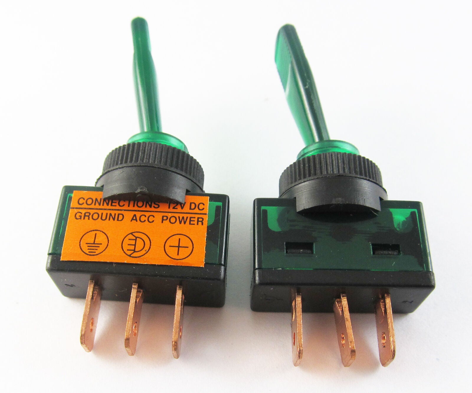 10 pcs Toggle Switch Green Lamp 12V SPST 30mm Shaft New