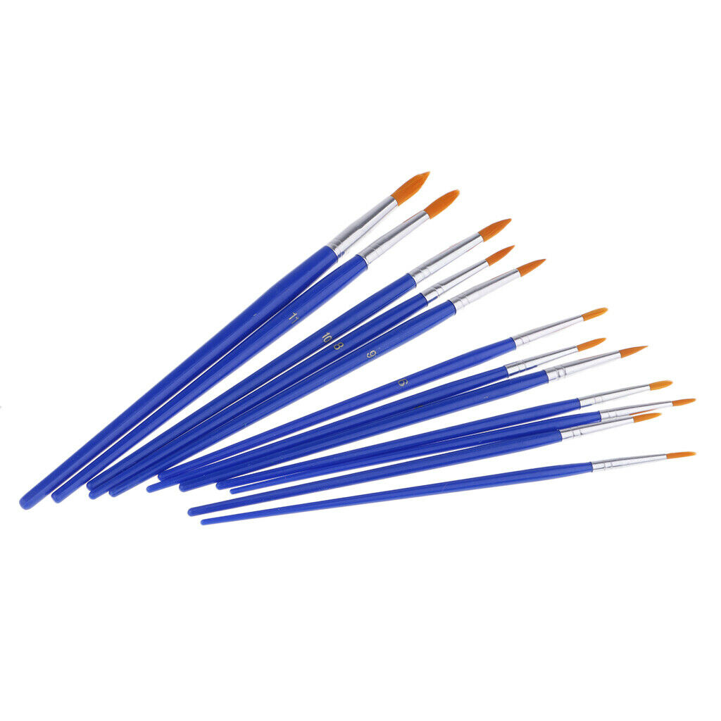 12x Round Tip Watercolor Acrylic Oil Painting Artist Brush