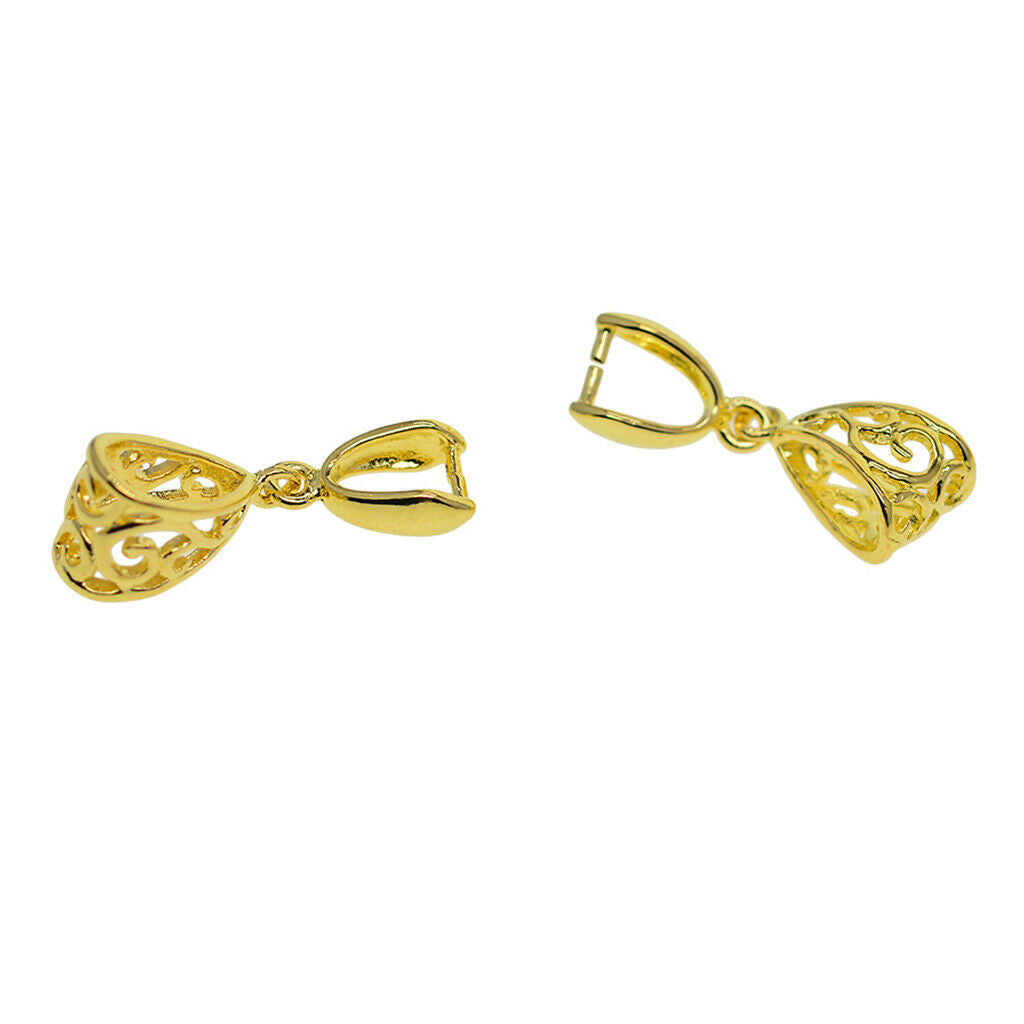 10Pcs Golden Pinch Bail Clasp Slide Pendant Necklace Connector Hanging Craft