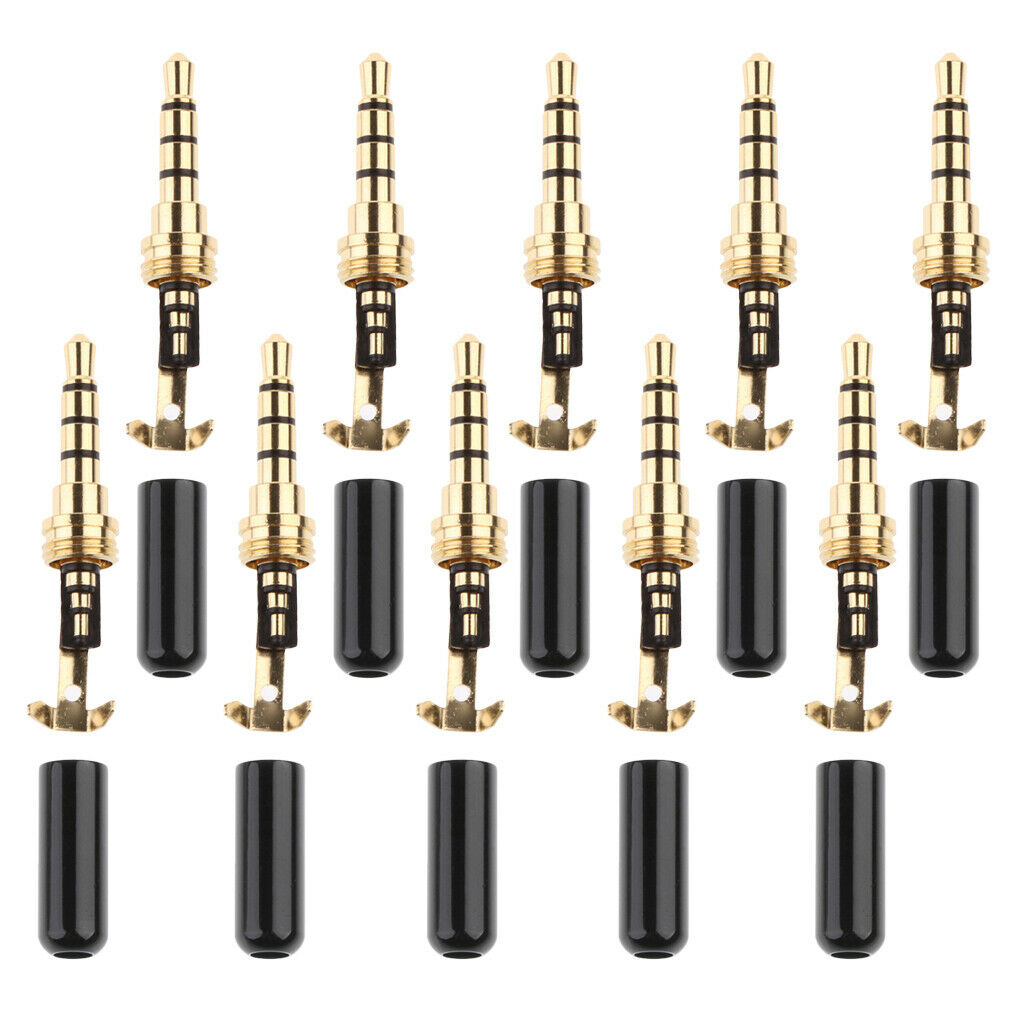 10x Universal DIY 3.5mm Audio Plug Male Head for earphone Headset Black