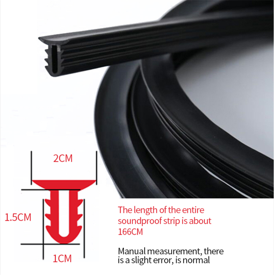 1.6M U Type Rubber Car Dashboard Edges Sealing Strip Noise Insulation Soundproof