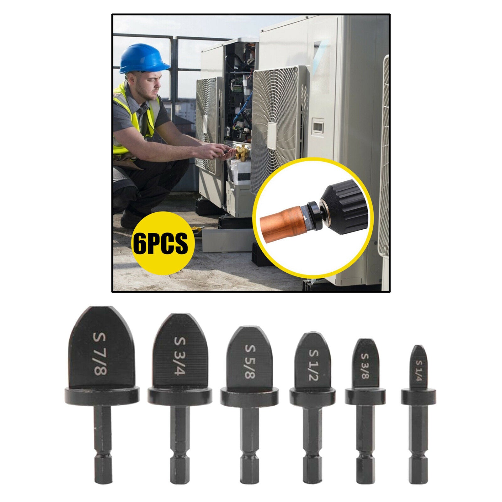 6pcs Swaging Tool Drill Bit Set Multifunction Copper Pipe Flaring Tool