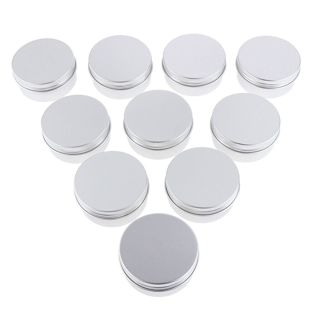 10x 50ml Aluminum Tin Jars Cosmetic Empty Screw Lid Containers Lip Balm Cans