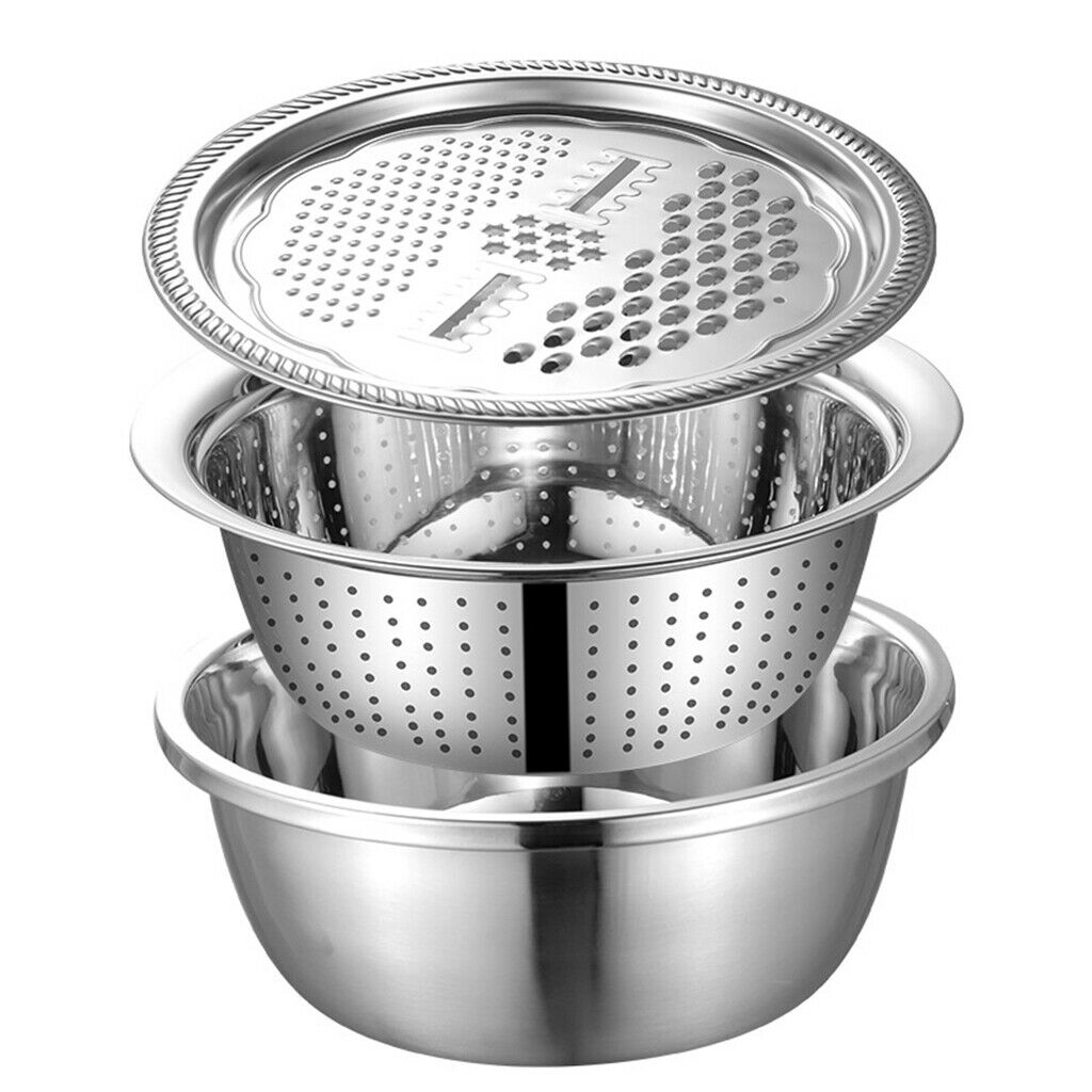 Kitchen Sink Drain Basket Basin Stainless Colander Bowl with Vegetable Grater