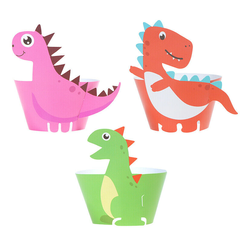 10pc Birthday Dinosaur DIY Cupcake Wrappers Toppers Cake Decorations Baby ShowSJ