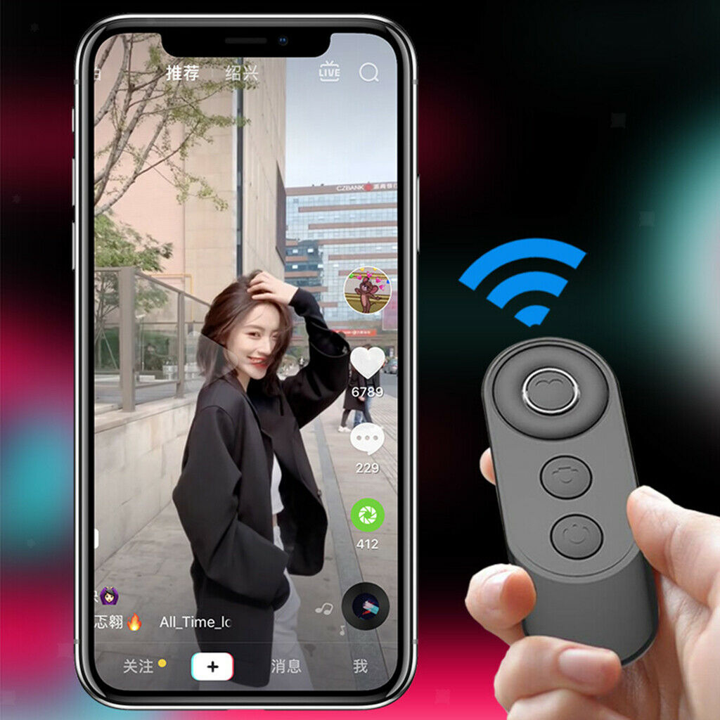 Wireless Bluetooth Remote Shutter Control Button Pause Playback Page Turner