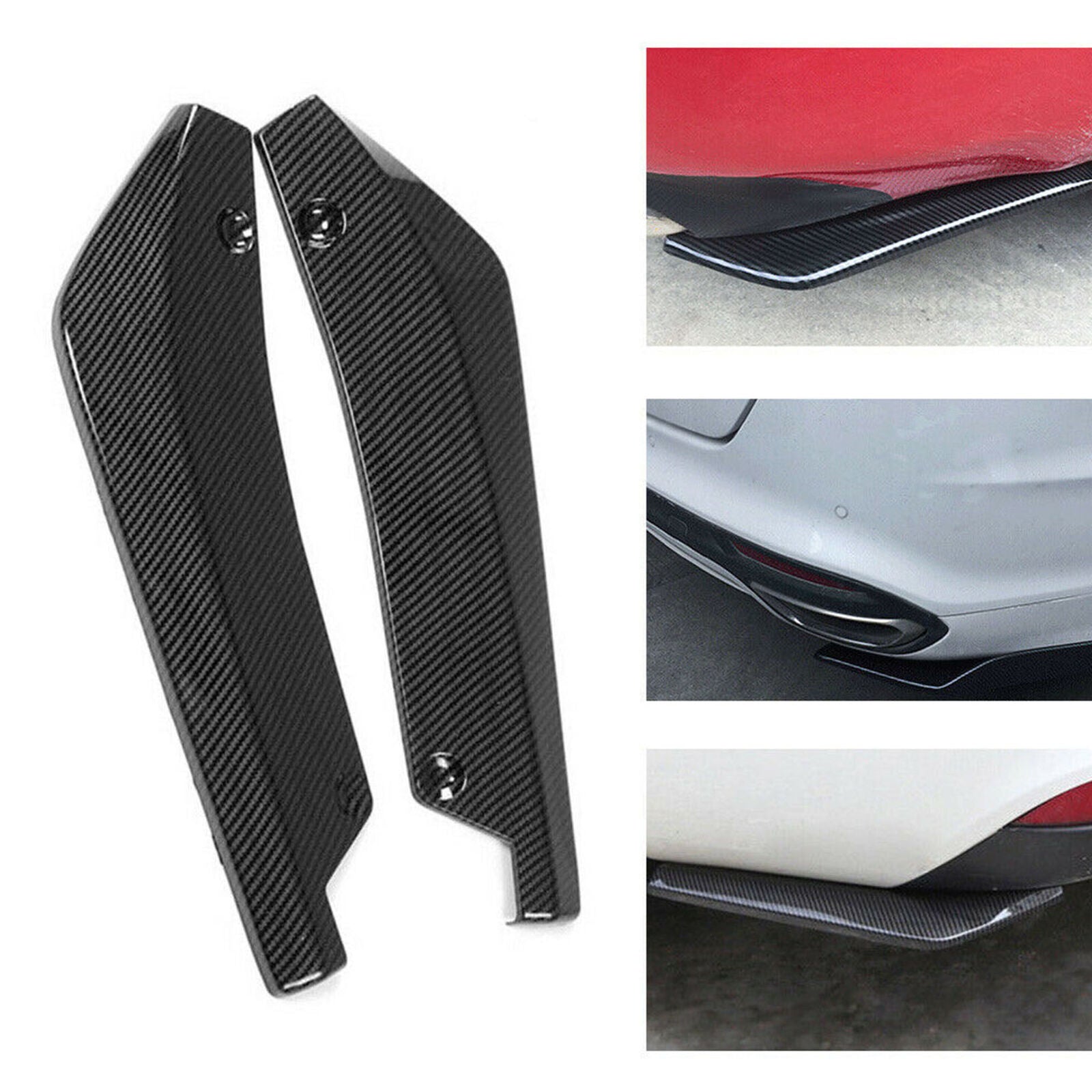 Carbon Fiber 2PCS Rear Bumper Lip Diffuser Splitter Canard Protector Accessories