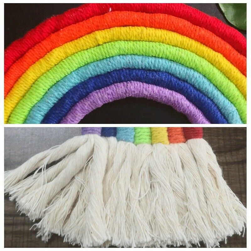 Cute Rainbow Tapestry Handwoven Hangings Ornament Wall Art Craft Girl Home Decor