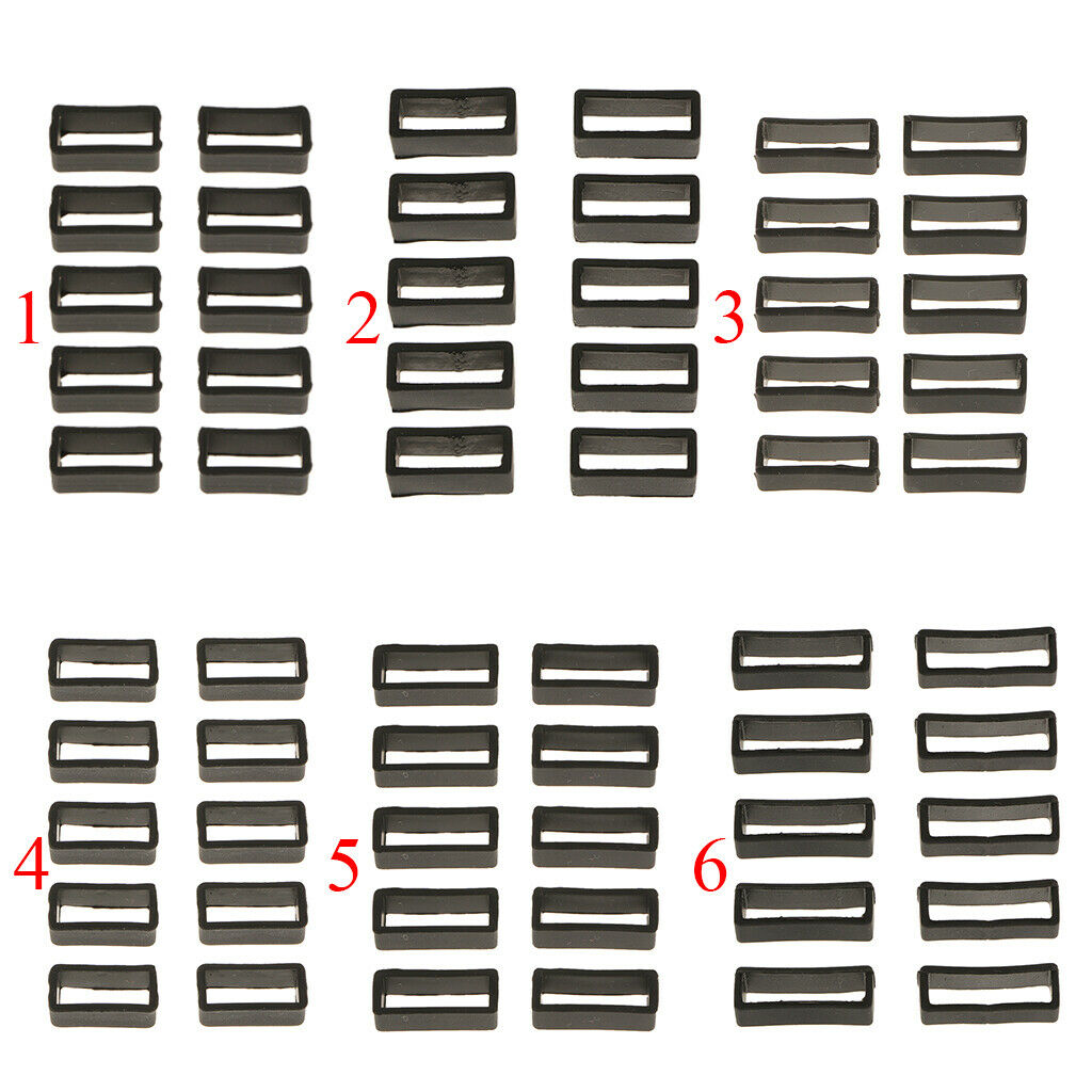 10Pcs Black Rubber Replacement Keeper Loops  Strap End Holder 18mm