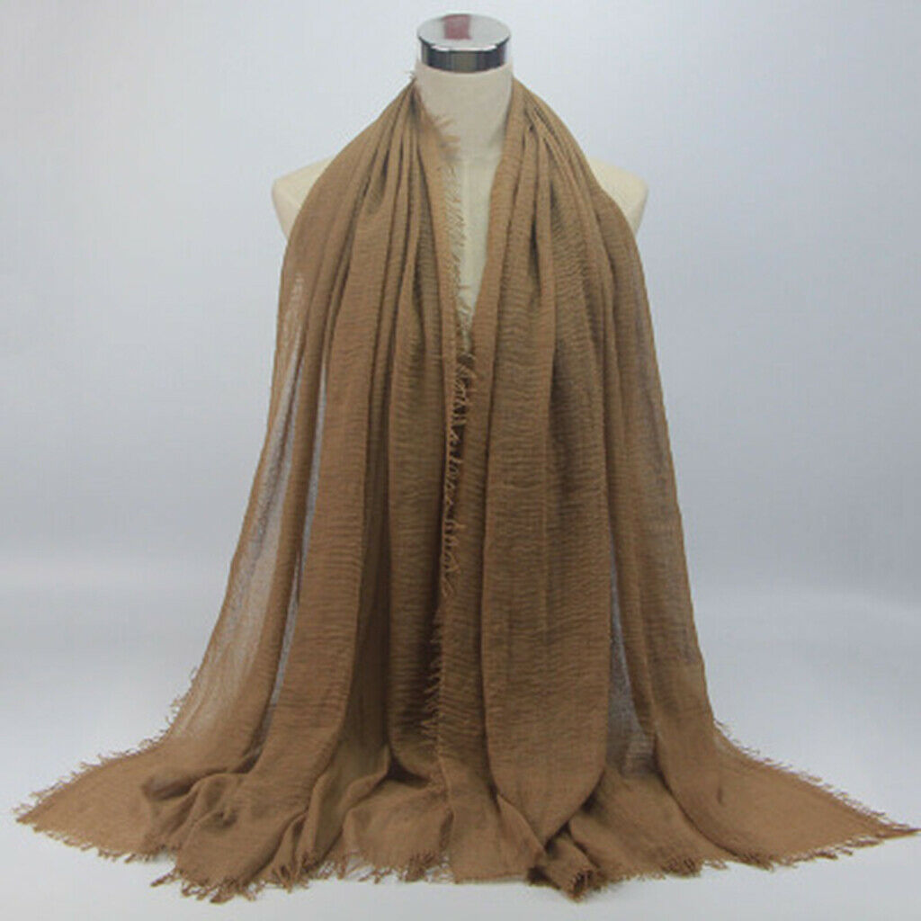2pcs Womens Cotton Long Scarf Crinkle Hijab Hijab Head Scarf Neck Wrap