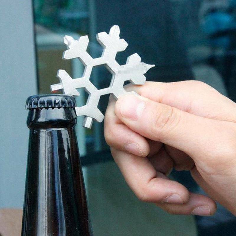 18In1 Stainless Tool MultiTool Portable Snowflake Shape Key Chain Screwdriver US