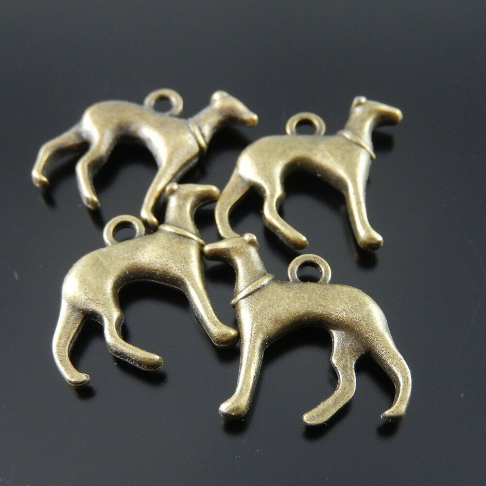 10 PCS Retro Bronze Pet Dog Charm Animal Alloy Pendant Jewelry Crafting 23x19mm