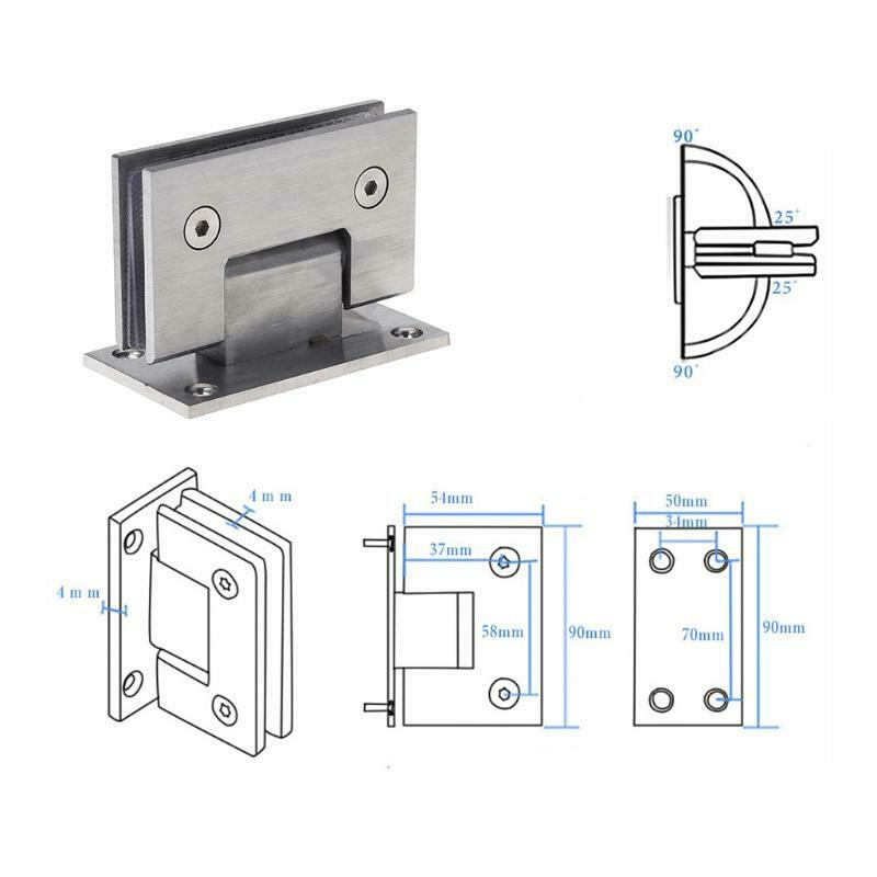 8-12mm Glass Door Hinge Bathroom Shower Door Frameless Bracket Wall Mounted Door