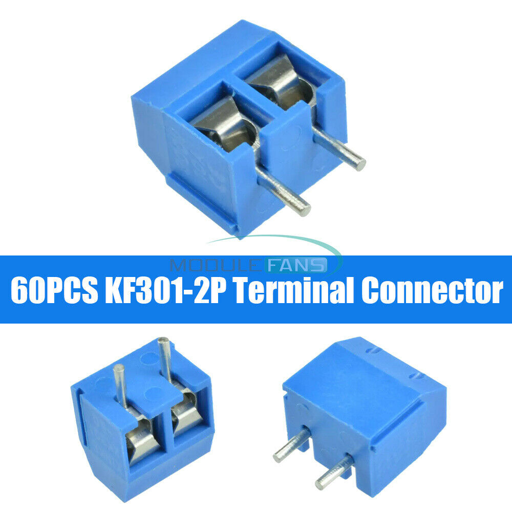 100PCS KF301 2-Pin 5.08mm Connect Terminal Blue Screw Terminal Connector Blue