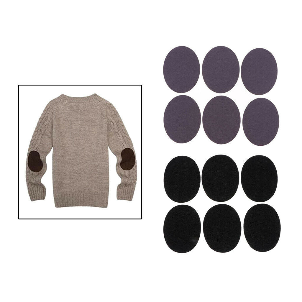 6 Pairs Elbow Knee Patches DIY Shirt Suit Blouses Backpack Sewing Black Grey