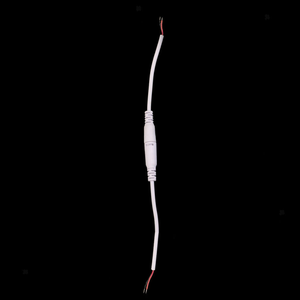 DC 5.5X2.1 Female Male Adapter Cable Wire for CCTV Camera Monitor 2pcs White