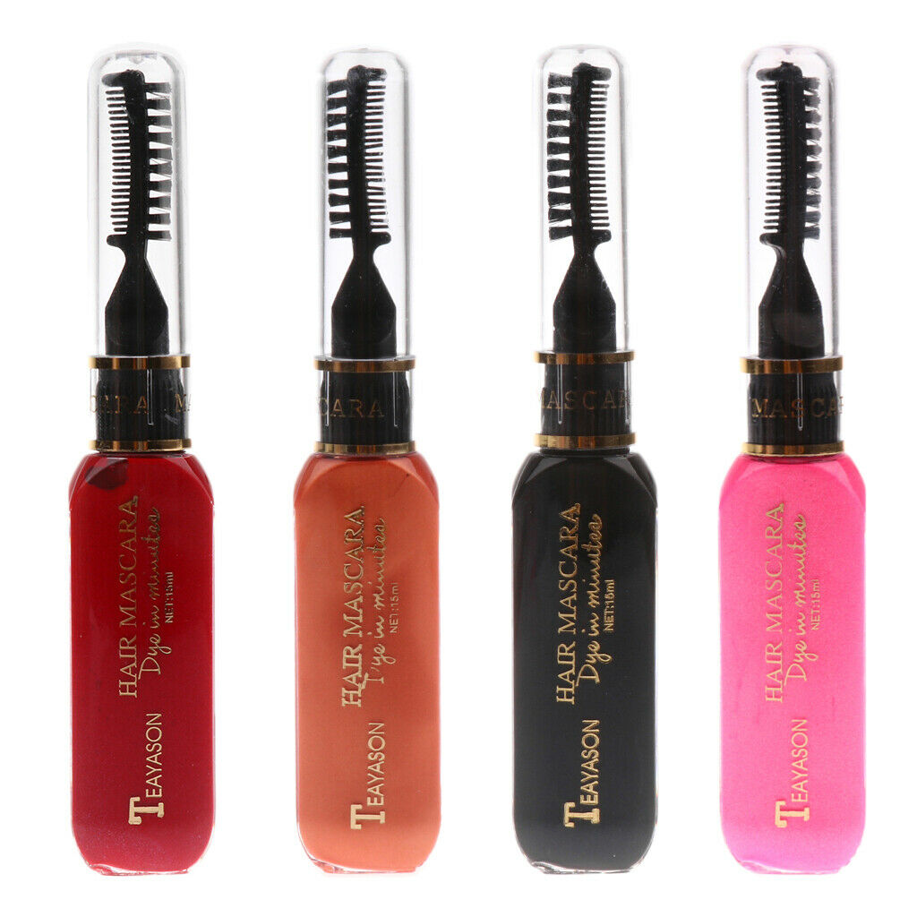 4 Colors Disposable Hair Color Chalk Dye Tint Highlight Streak Mascara Brush