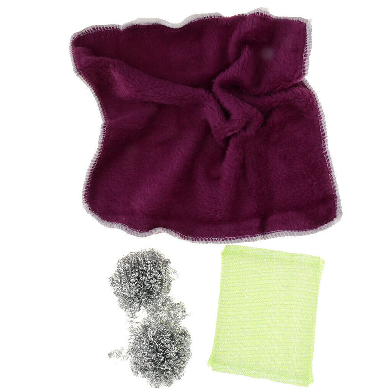 2Pcs Stainless Steel Scourer 1pcs Sponge Cloth and scouring pad kitchen tool