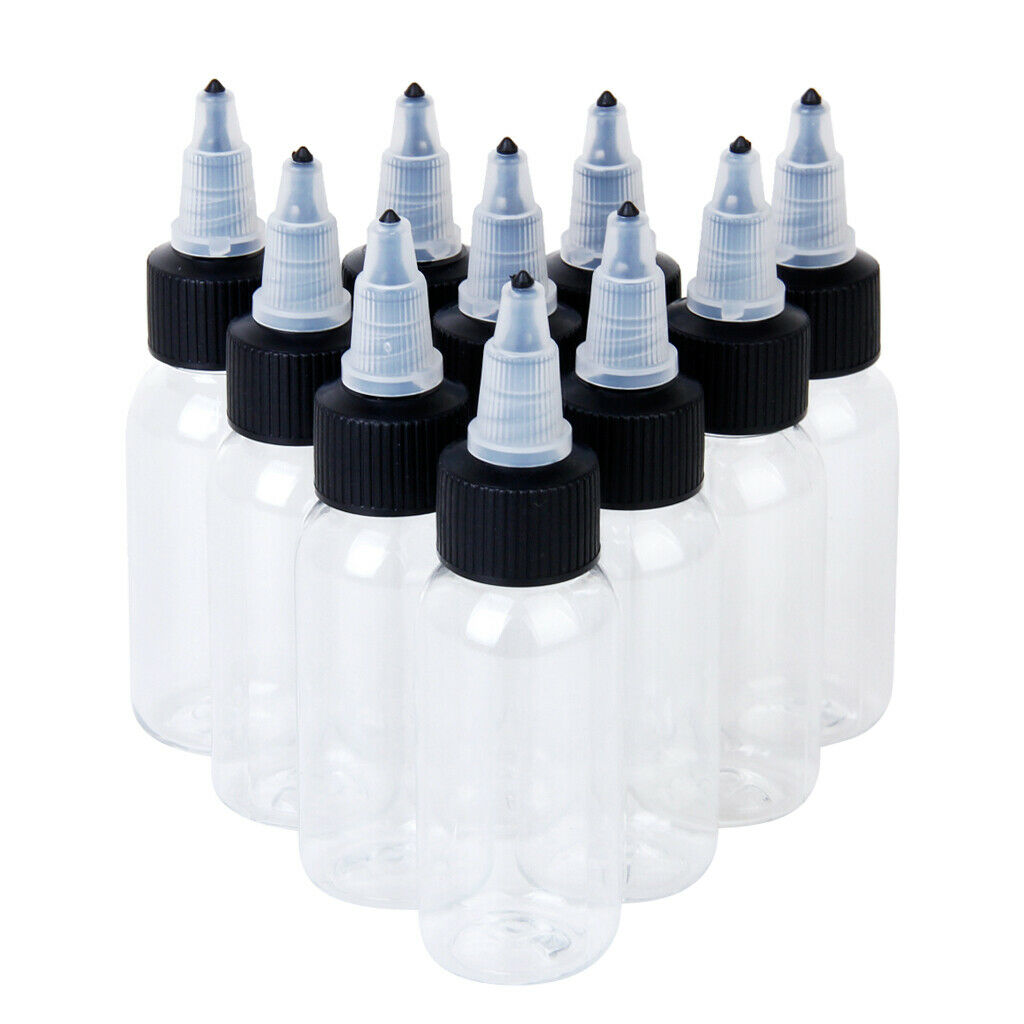 10 Empty Clear Ink Pigment Bottles Tubes for Lotion Paint Conditioner 30ml