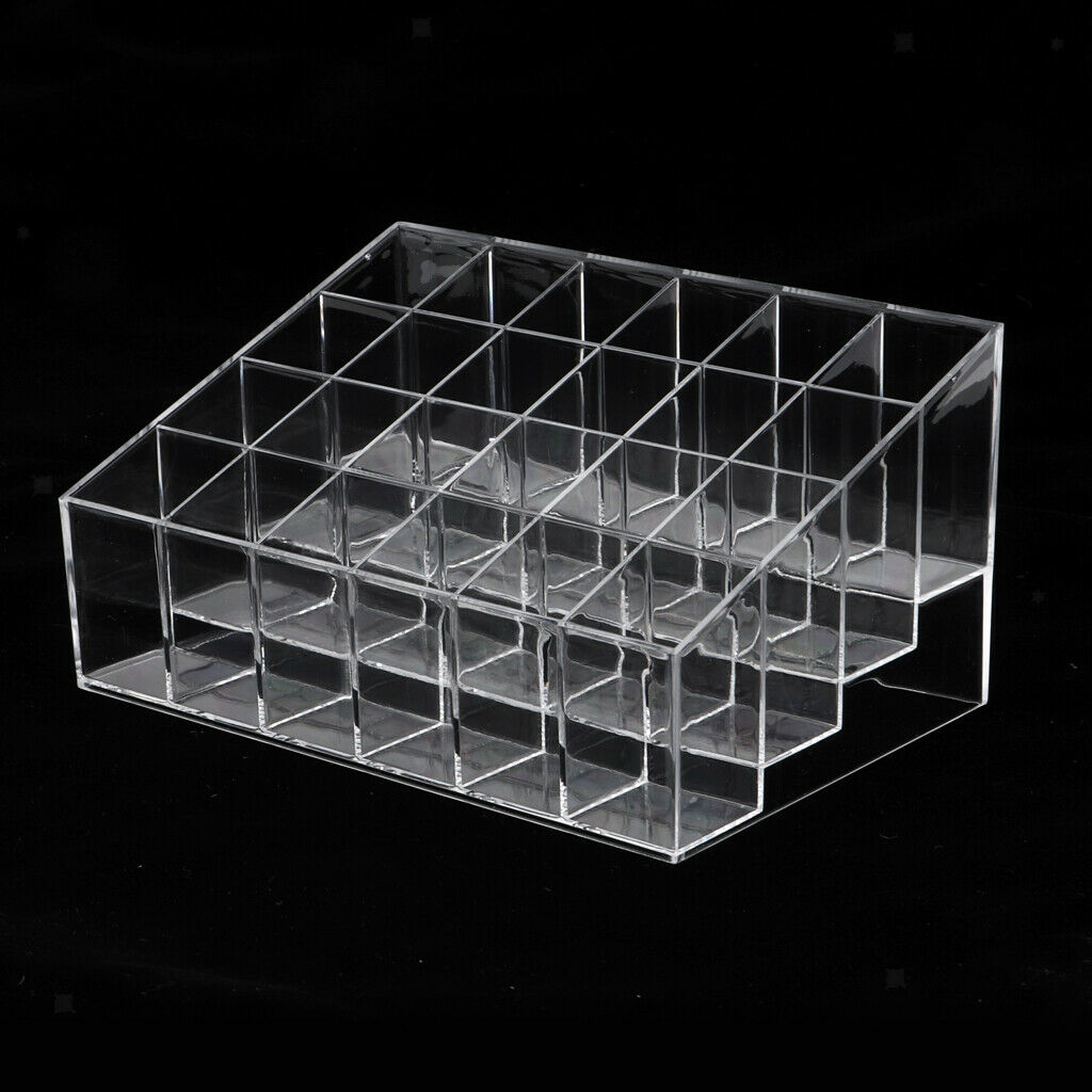 Clear Acrylic Makeup 24 Slot Lipstick Nail Polish Holder Stand Organizer