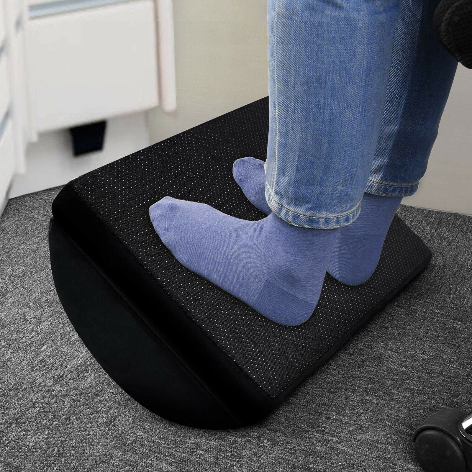 Foot Rest Under Desk Cushion Home Footrest Non Slip Bottom Washable Black