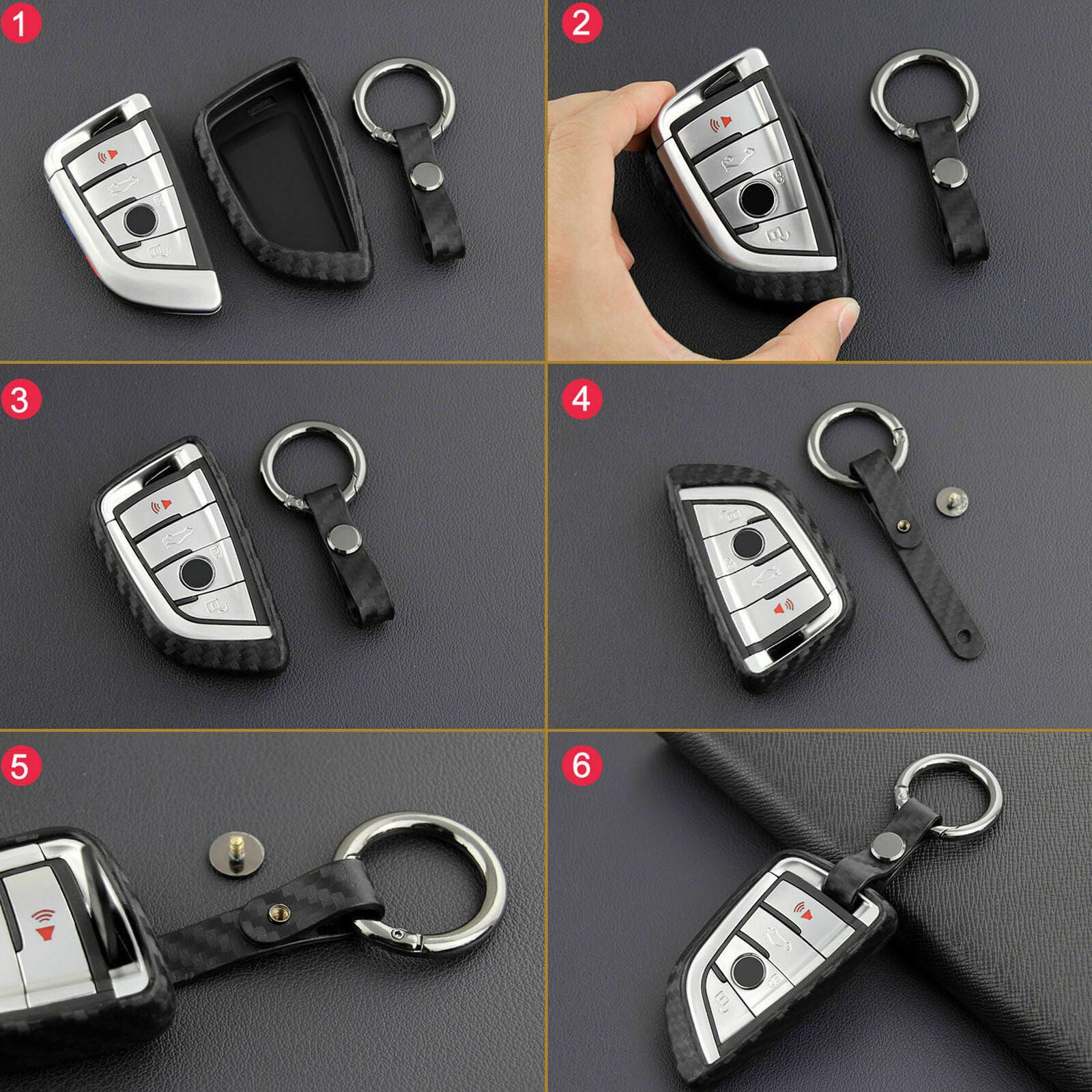 Luxury Carbon Fiber Scratch Proof Car Key Case For BMW 5 7 Series X3 X5 X6 1 Set