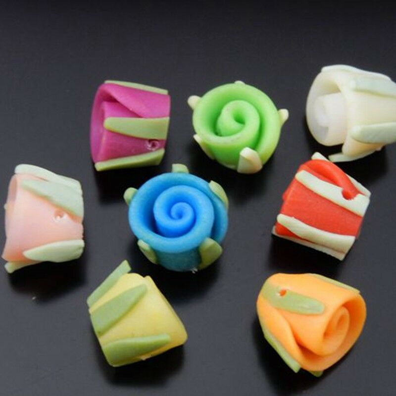 Random 30 pcs Polymer Clay Flowers Craft Beads DIY Jewelry Making 10x10x8mm