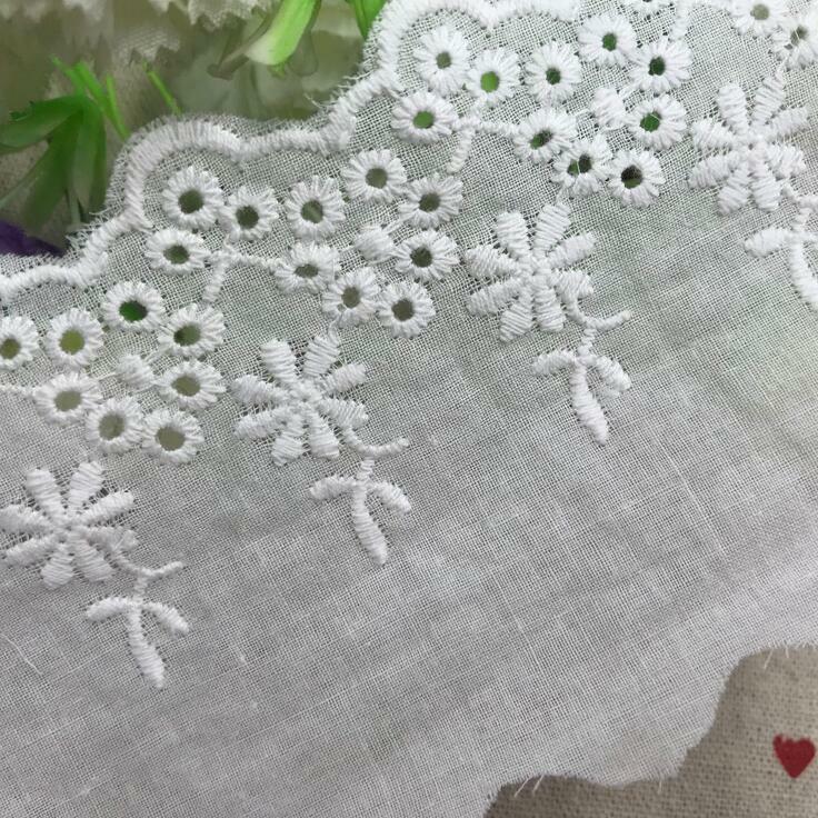 5 Yards Soft cotton embroidery Flower Lace Trim Sewing clothing Accessories