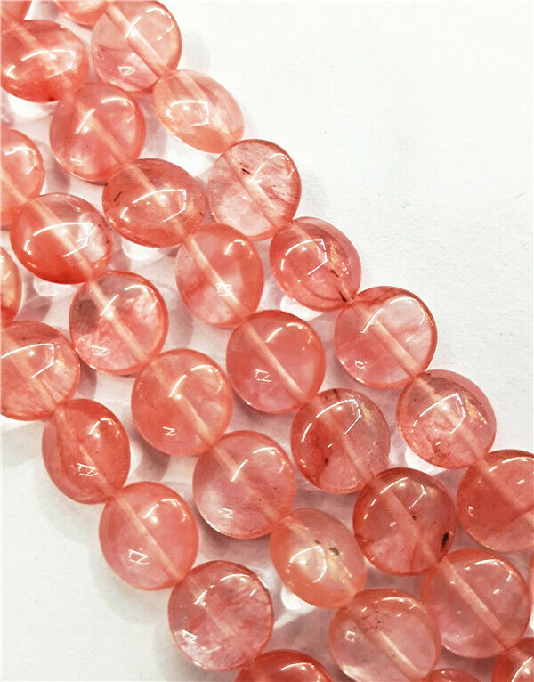 1 Strand 12x6mm Red Cherry Quartz Round Spacer Loose Beads 15.5inch HH7794