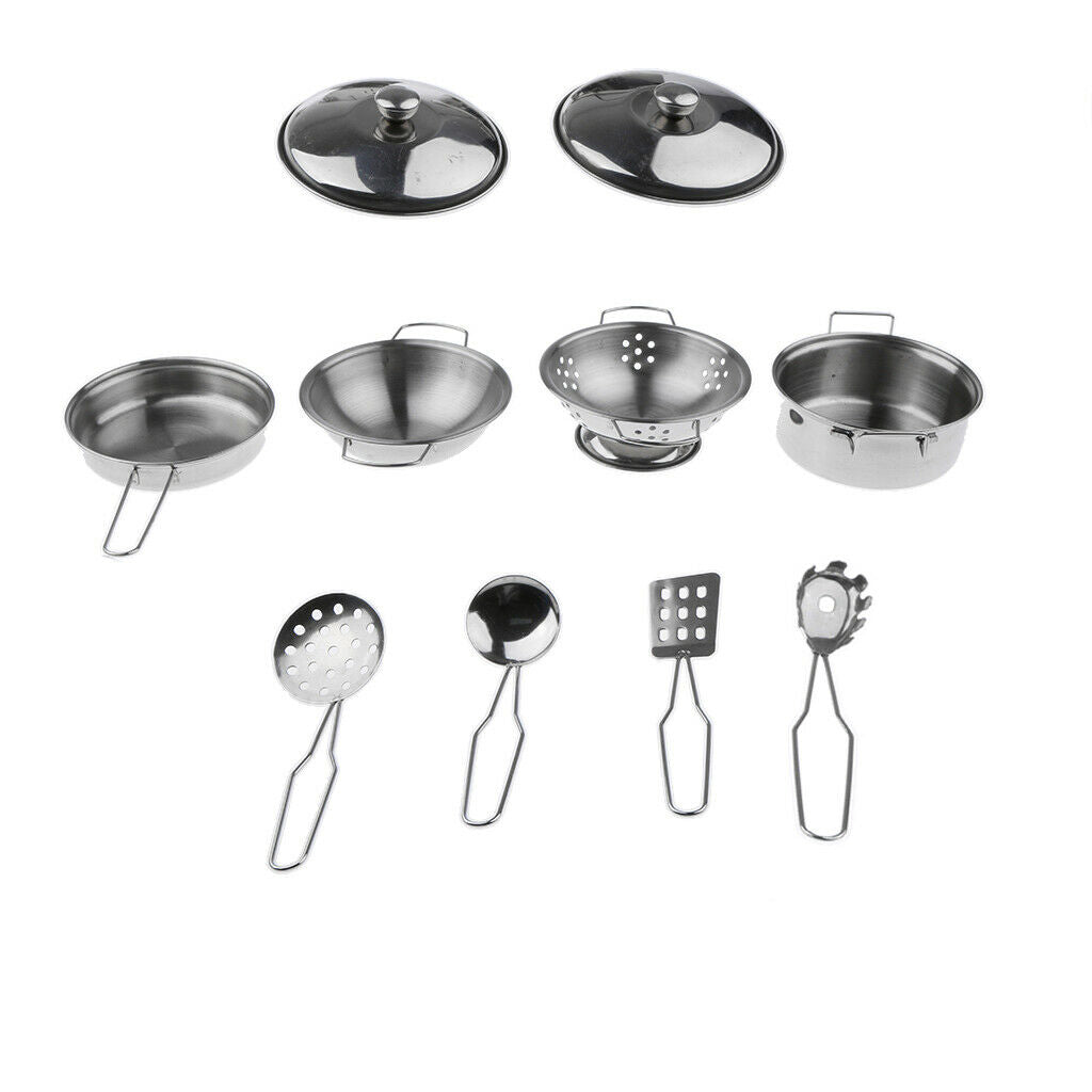 10pcs Mini Kids Kitchen Cookware Stainless Steel Children Dolllhouse Toys B