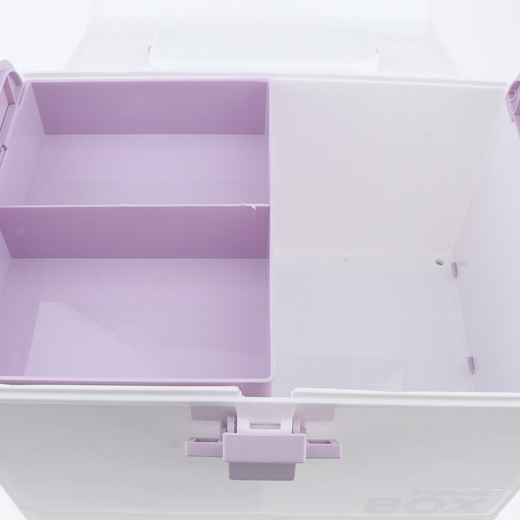 Multi-Use Medicine Art Supplies Organizer Box Makeup Storage Case Purple