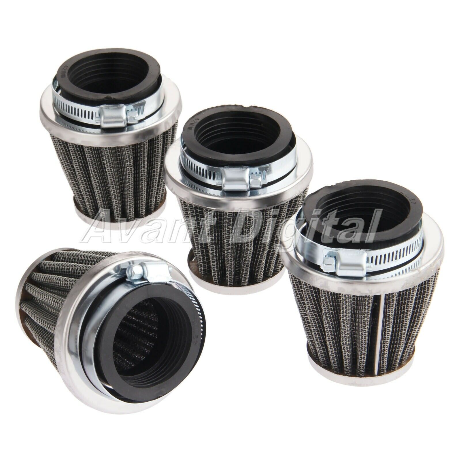 4PCS Motorcycle Inside diameter 42mm Air Intake Filter Cleaner Dual layer steel