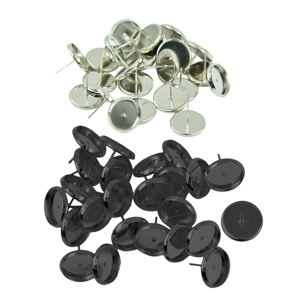 48pcs Ear Stud Earrings Blanks Bezel Base Settings Jewelry Making Findings