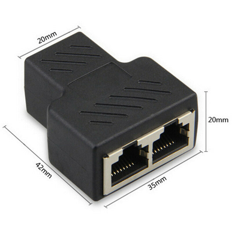 1 a 2 vías RJ45 LAN Ethernet cable de red Splitter conector y adaptador  nzUSSJ