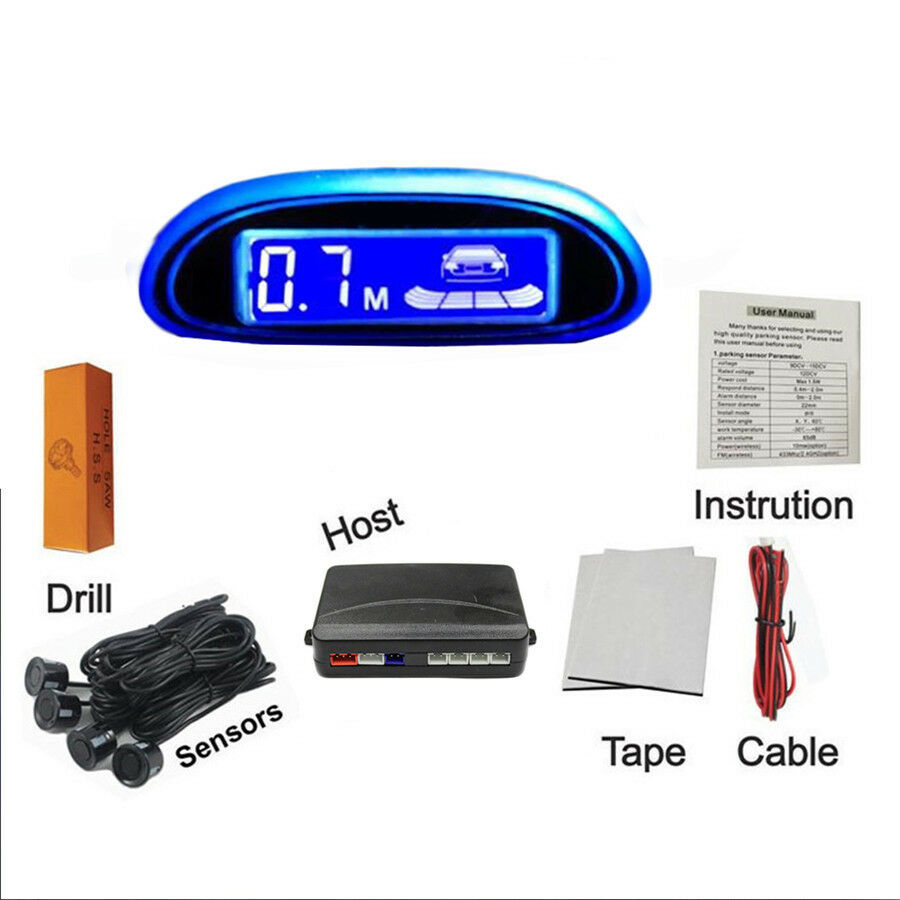 LED Display Human Voice Backup Radar Parking Sensor Monitor System Buzzer Alarm
