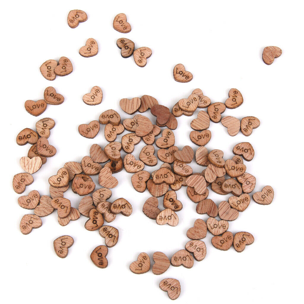 100pcs natural wood heart embellishments 12x2mm scrapbooking