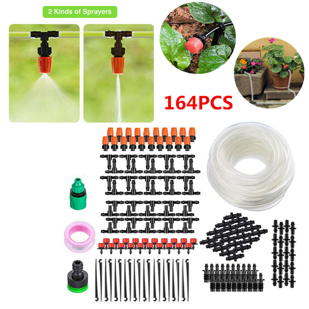 164 PCS Micro Drip Irrigation Automatic Timer Plant Watering Garden Hose System