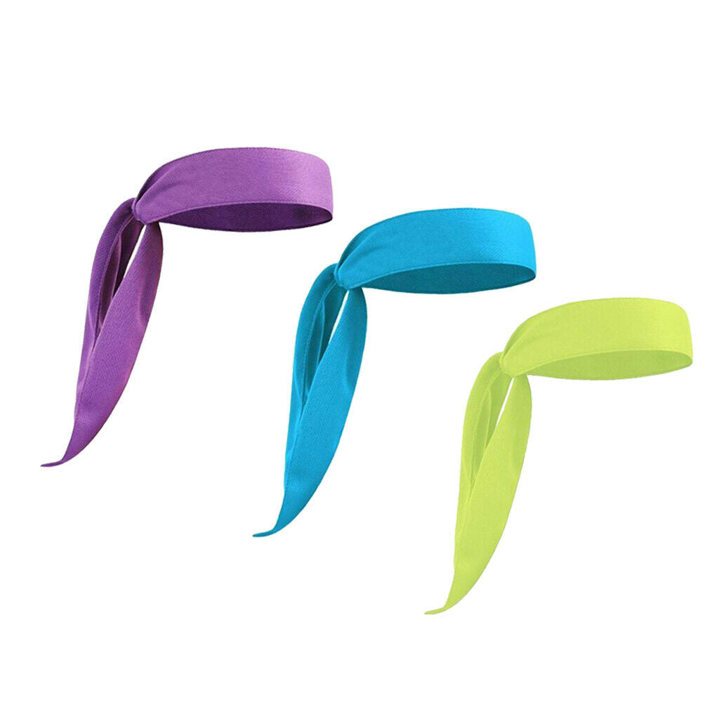 3x Fashion Stretch Sweatband Hairband for Tennis Fitness Gym Basketball