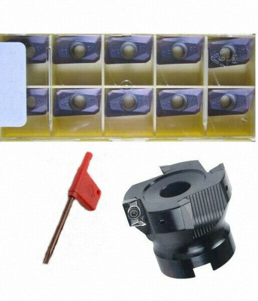 4Flute 400R 50mm Face End Mill + 10PCs APMT1604 Carbide Inserts Set [M1]