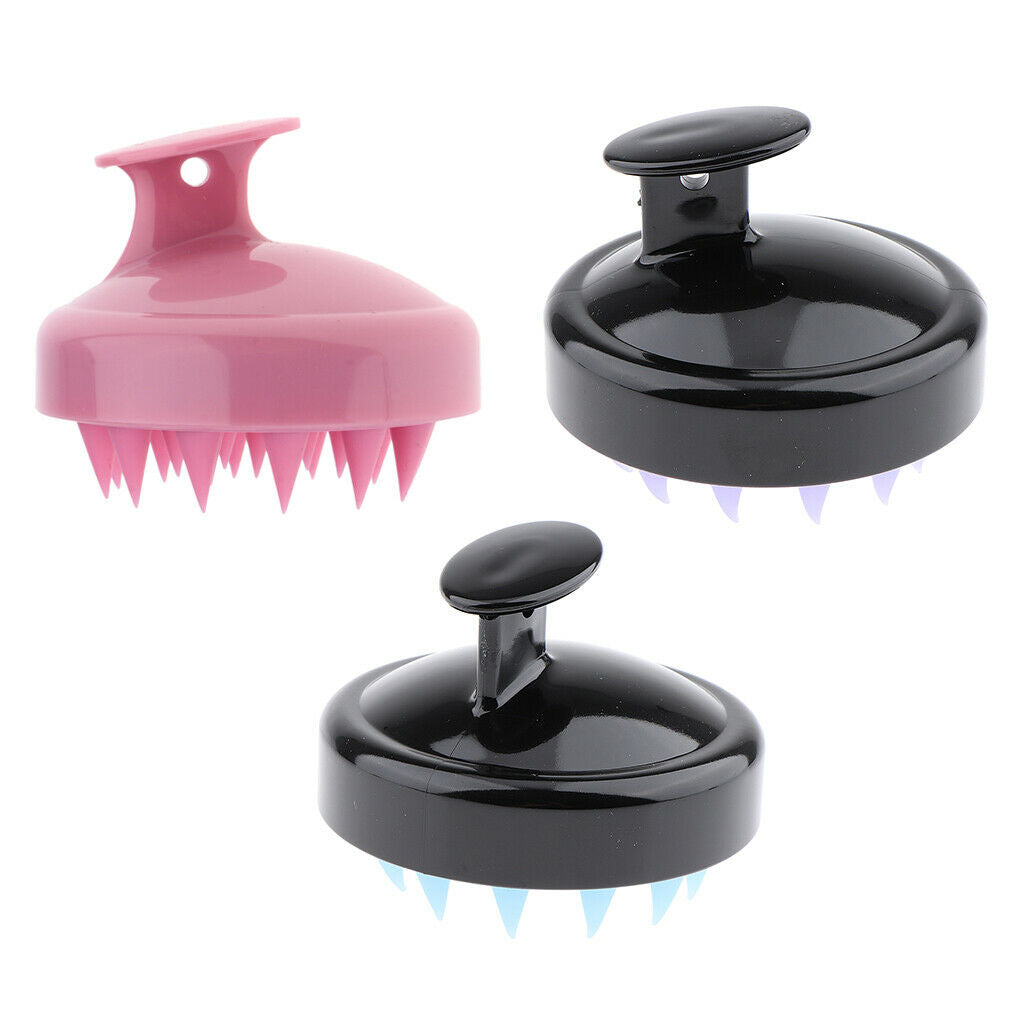 3Pcs Soft Silicone Wet Dry Shower Shampoo Brush Manual Scalp Massage Brush